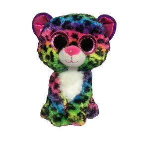 Ty Beanie Boo Dotty Leopard Plush Stuffed Animal Pink Sparkle Glitter Eyes 6"